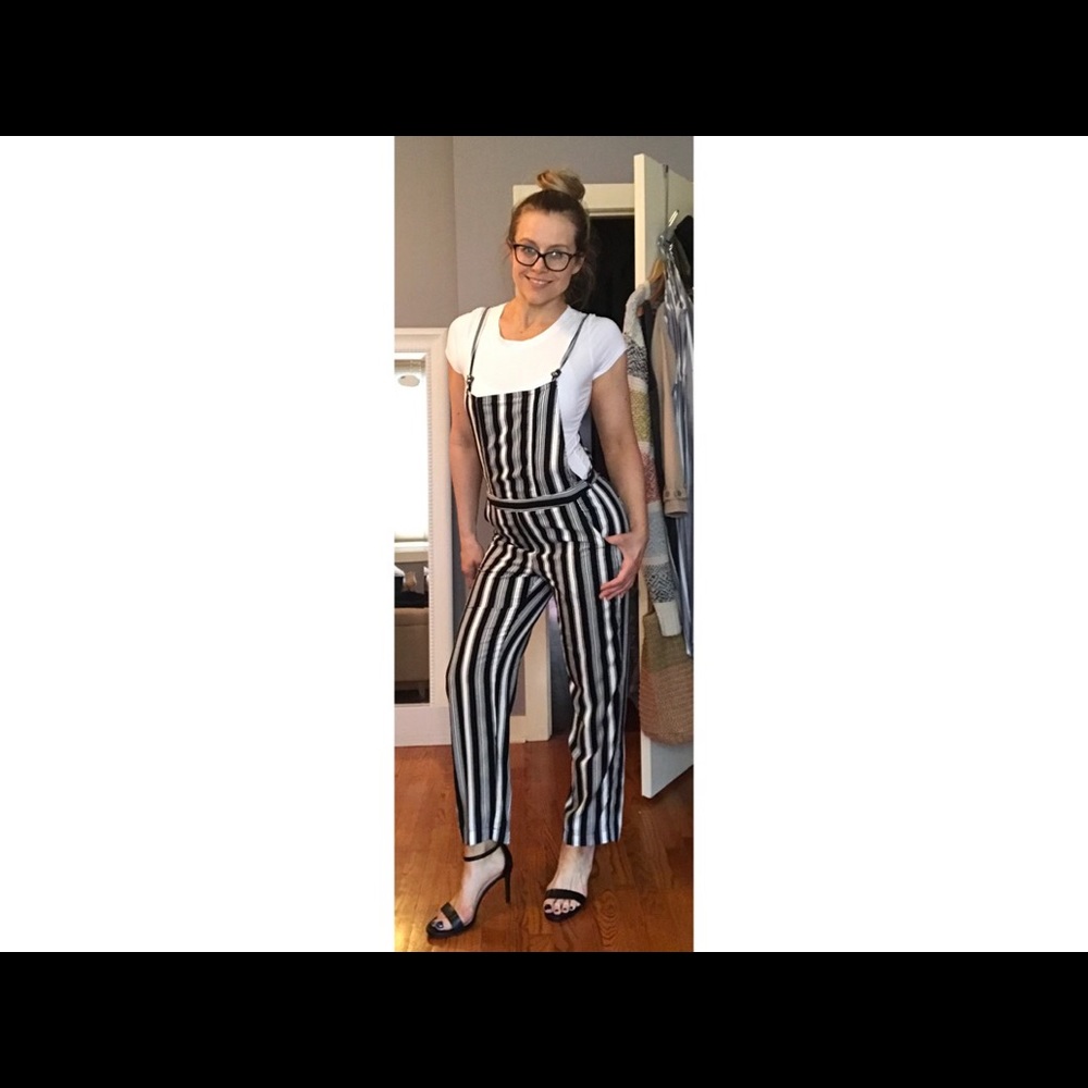 Striped overalls. Thin breathable material.